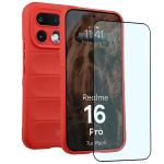 Kit protectie 2 in 1 BizonMobile, Carcasa Bizon Tur si Folie sticla securizata Bizon Glass Edge, compatibil cu Realme 16 Pro 5G, Rosu 2 - lerato.ro