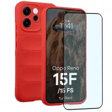 Huse si carcase Oppo Reno 15 F / FS, Kit protectie 2 in 1 BizonMobile, Carcasa Bizon Tur si Folie sticla securizata Bizon Glass Edge, compatibil cu Oppo Reno 15 F / FS, Rosu, lerato.ro