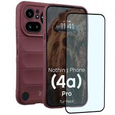 Huse si carcase Nothing, Kit protectie 2 in 1 BizonMobile, Carcasa Bizon Tur si Folie sticla securizata Bizon Glass Edge, compatibil cu Nothing Phone (4a) Pro, Dark Purple, lerato.ro