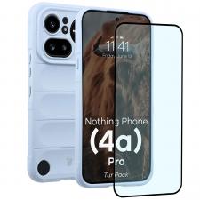 Kit protectie 2 in 1 BizonMobile, Carcasa Bizon Tur si Folie sticla securizata Bizon Glass Edge, compatibil cu Nothing Phone (4a) Pro, Light Blue