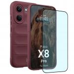 Kit protectie 2 in 1 BizonMobile, Carcasa Bizon Tur si Folie sticla securizata Bizon Glass Edge, compatibil cu Xiaomi Poco X8 Pro, Dark Purple 2 - lerato.ro