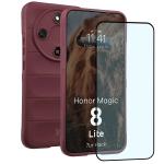 Kit protectie 2 in 1 BizonMobile, Carcasa Bizon Tur si Folie sticla securizata Bizon Glass Edge, compatibil cu Honor Magic 8 Lite, Dark Purple 2 - lerato.ro