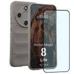 Kit protectie 2 in 1 BizonMobile, Carcasa Bizon Tur si Folie sticla securizata Bizon Glass Edge, compatibil cu Honor Magic 8 Lite, Light Grey 2 - lerato.ro