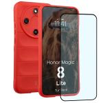 Kit protectie 2 in 1 BizonMobile, Carcasa Bizon Tur si Folie sticla securizata Bizon Glass Edge, compatibil cu Honor Magic 8 Lite, Rosu 2 - lerato.ro