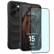Kit protectie 2 in 1 BizonMobile, Carcasa Bizon Tur si Folie sticla securizata Bizon Glass Edge, compatibil cu Oppo Reno 15 Pro, Negru