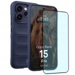 Kit protectie 2 in 1 BizonMobile, Carcasa Bizon Tur si Folie sticla securizata Bizon Glass Edge, compatibil cu Oppo Reno 15 Pro, Dark Blue 2 - lerato.ro