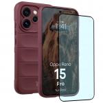 Kit protectie 2 in 1 BizonMobile, Carcasa Bizon Tur si Folie sticla securizata Bizon Glass Edge, compatibil cu Oppo Reno 15 Pro, Dark Purple 2 - lerato.ro