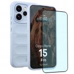 Kit protectie 2 in 1 BizonMobile, Carcasa Bizon Tur si Folie sticla securizata Bizon Glass Edge, compatibil cu Oppo Reno 15 Pro, Light Blue 2 - lerato.ro