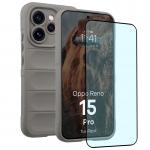 Kit protectie 2 in 1 BizonMobile, Carcasa Bizon Tur si Folie sticla securizata Bizon Glass Edge, compatibil cu Oppo Reno 15 Pro, Light Grey 2 - lerato.ro