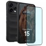 Kit protectie 2 in 1 BizonMobile, Carcasa Bizon Tur si Folie sticla securizata Bizon Glass Edge, compatibil cu Oppo Reno 15, Negru 2 - lerato.ro