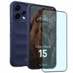 Kit protectie 2 in 1 BizonMobile, Carcasa Bizon Tur si Folie sticla securizata Bizon Glass Edge, compatibil cu Oppo Reno 15, Dark Blue 2 - lerato.ro