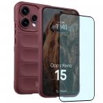 Kit protectie 2 in 1 BizonMobile, Carcasa Bizon Tur si Folie sticla securizata Bizon Glass Edge, compatibil cu Oppo Reno 15, Dark Purple 2 - lerato.ro
