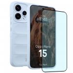 Kit protectie 2 in 1 BizonMobile, Carcasa Bizon Tur si Folie sticla securizata Bizon Glass Edge, compatibil cu Oppo Reno 15, Light Blue 2 - lerato.ro