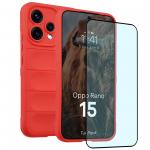 Kit protectie 2 in 1 BizonMobile, Carcasa Bizon Tur si Folie sticla securizata Bizon Glass Edge, compatibil cu Oppo Reno 15, Rosu 2 - lerato.ro