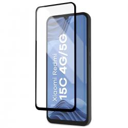 Folie sticla securizata Bizon Glass Aplikator Edge, Kit montare inclus, compatibila cu Xiaomi Redmi 15C 4G / 5G, Negru