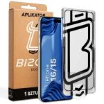 Folie sticla securizata Bizon Glass Aplikator Edge, Kit montare inclus, compatibila cu iPhone 15 / 16, Negru 4 - lerato.ro