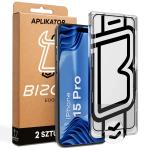 Set 2 folii sticla securizata Bizon Glass Aplikator Edge, Kit montare inclus, compatibile cu iPhone 15 Pro, Negru 4 - lerato.ro