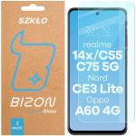Set 2 folii sticla securizata Bizon Glass Clear Duo compatibile cu Realme 14x 5G / C55 / C75 / OnePlus Nord CE 3 Lite / Oppo A60 4G, Transparent 2 - lerato.ro