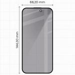 Set 2 folii sticla securizata Bizon Glass Aplikator Shadow Privacy, Kit montare inclus, compatibile cu iPhone 15 / 16, Negru 3 - lerato.ro
