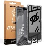 Folie sticla securizata Bizon Glass Aplikator Shadow Privacy, Kit montare inclus, compatibila cu iPhone 17 Pro, Negru 4 - lerato.ro