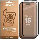 Set 2 folii sticla securizata Bizon Glass Matte Duo compatibile cu iPhone 15 Pro, Negru 2 - lerato.ro