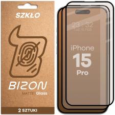 Folii iPhone, Set 2 folii sticla securizata Bizon Glass Matte Duo compatibile cu iPhone 15 Pro, Negru, lerato.ro