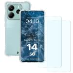 Kit protectie 3 in 1 BizonMobile Clear Pack, Carcasa Bizon Salpa si 2 folii sticla Bizon Glass Clear 2, compatibil cu Xiaomi Redmi Note 14 5G, Transparent 2 - lerato.ro