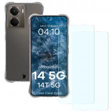 Kit protectie 3 in 1 BizonMobile Clear Pack, Carcasa Bizon Salpa si 2 folii sticla Bizon Glass Clear 2, compatibil cu Realme 14 5G / 14T 5G, Transparent
