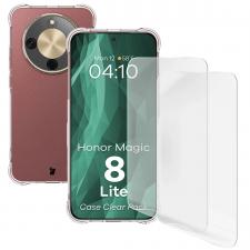 Kit protectie 3 in 1 BizonMobile Clear Pack, Carcasa Bizon Salpa si 2 folii Bizon Glass Clear Hydrogel, compatibil cu Honor Magic 8 Lite, Transparent