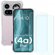 Kit protectie 3 in 1 BizonMobile Clear Pack, Carcasa Bizon Salpa si 2 folii sticla Bizon Glass Clear, compatibil cu Nothing Phone (4a) Pro, Transparent