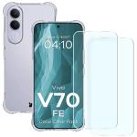 Kit protectie 3 in 1 BizonMobile Clear Pack, Carcasa Bizon Salpa si 2 folii sticla Bizon Glass Clear 2, compatibil cu Vivo V70 FE 5G, Transparent 2 - lerato.ro