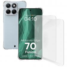 Huse si carcase Motorola Edge 70 Fusion / Fusion Plus, Kit protectie 3 in 1 BizonMobile Clear Pack, Carcasa Bizon Salpa si 2 folii Bizon Glass Clear Hydrogel, compatibil cu Motorola Edge 70 Fusion, Transparent, lerato.ro