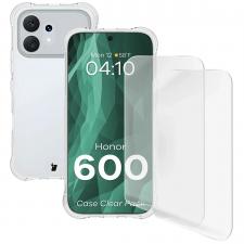 Kit protectie 3 in 1 BizonMobile Clear Pack, Carcasa Bizon Salpa si 2 folii Bizon Glass Clear Hydrogel, compatibil cu Honor 600 5G, Transparent