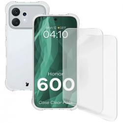 Kit protectie 3 in 1 BizonMobile Clear Pack, Carcasa Bizon Salpa si 2 folii Bizon Glass Clear Hydrogel, compatibil cu Honor 600 5G, Transparent