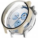 Carcasa cu protectie ecran din sticla securizata BizonMobile compatibila cu Huawei Watch GT 5 46 mm, Bej 2 - lerato.ro