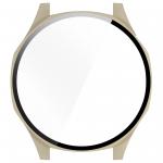 Carcasa cu protectie ecran din sticla securizata BizonMobile compatibila cu Huawei Watch GT 5 46 mm, Bej 9 - lerato.ro
