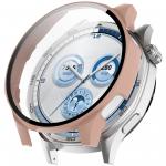 Carcasa cu protectie ecran din sticla securizata BizonMobile compatibila cu Huawei Watch GT 5 46 mm, Roz 2 - lerato.ro