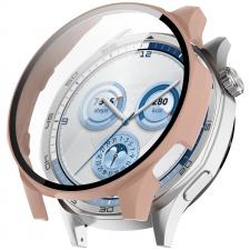Carcasa cu protectie ecran din sticla securizata BizonMobile compatibila cu Huawei Watch GT 5 46 mm, Roz