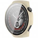 Carcasa cu protectie ecran din sticla securizata BizonMobile compatibila cu Huawei Watch GT 5 Pro 46 mm, Bej 6 - lerato.ro