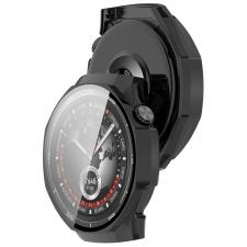 Accesorii Huawei Watch, Carcasa cu protectie ecran din sticla securizata BizonMobile compatibila cu Huawei Watch GT 5 Pro 46 mm, Negru, lerato.ro