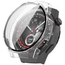 Accesorii Huawei Watch, Carcasa cu protectie ecran din sticla securizata BizonMobile compatibila cu Huawei Watch GT 5 Pro 46 mm, Transparent, lerato.ro
