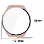 Carcasa cu protectie ecran din sticla securizata BizonMobile compatibila cu Huawei Watch GT 5 Pro 46 mm, Roz 3 - lerato.ro