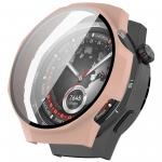 Carcasa cu protectie ecran din sticla securizata BizonMobile compatibila cu Huawei Watch GT 5 Pro 46 mm, Roz 2 - lerato.ro
