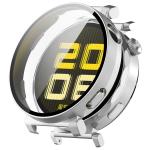 Carcasa cu protectie ecran din sticla securizata BizonMobile compatibila cu Huawei Watch GT 5 Pro 42 mm, Satin Silver 2 - lerato.ro