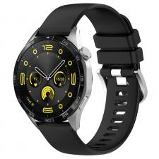 Accesorii Huawei Watch, Curea din silicon Bizon Strap Watch Silicone Pro compatibila cu Huawei Watch GT 5 Pro 42mm / GT 5 41mm / GT 4 41mm, Negru, lerato.ro