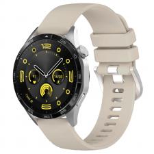 Accesorii Huawei Watch, Curea din silicon Bizon Strap Watch Silicone Pro compatibila cu Huawei Watch GT 5 Pro 42mm / GT 5 41mm / GT 4 41mm, Light Grey, lerato.ro
