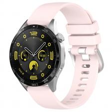 Accesorii Huawei Watch, Curea din silicon Bizon Strap Watch Silicone Pro compatibila cu Huawei Watch GT 5 Pro 42mm / GT 5 41mm / GT 4 41mm, Roz, lerato.ro