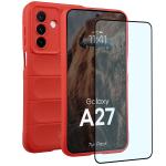 Kit protectie 2 in 1 BizonMobile, Carcasa Bizon Tur si Folie sticla securizata Bizon Glass Edge, compatibil cu Samsung Galaxy A27 5G, Rosu 2 - lerato.ro