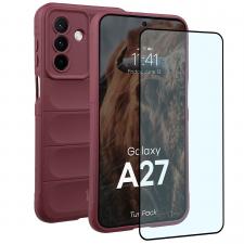 Huse si carcase Samsung Galaxy A27 5G, Kit protectie 2 in 1 BizonMobile, Carcasa Bizon Tur si Folie sticla securizata Bizon Glass Edge, compatibil cu Samsung Galaxy A27 5G, Dark Purple, lerato.ro