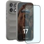 Kit protectie 2 in 1 BizonMobile, Carcasa Bizon Tur si Folie sticla securizata Bizon Glass Edge, compatibil cu Xiaomi 17, Light Grey 2 - lerato.ro